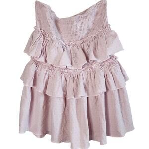 Kayla's Armoire Top Womens Medium Tiered Smocked Ruffled Festival Concert Pink